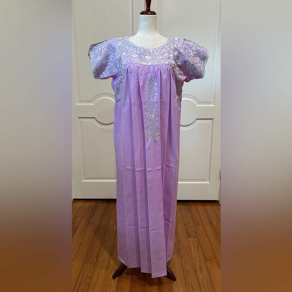San Antonino Maxi Dress,Oaxaca Mexican dress.Hand Embroidered with Silk Thread.